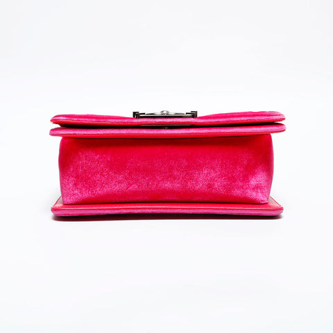 CHANEL No. 21 2015-2016 Boy Mini Velour Shoulder Bag pink WS22037