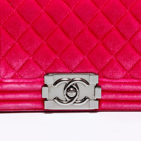 CHANEL No. 21 2015-2016 Boy Mini Velour Shoulder Bag pink WS22037