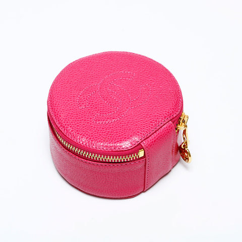 CHANEL No. 3 1994-1996 Caviar COCO Mark Pouch pink WS22038