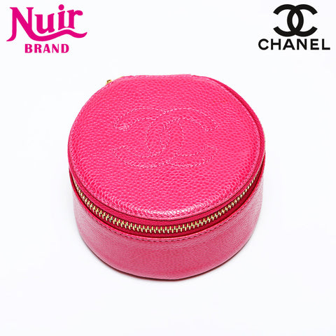 CHANEL No. 3 1994-1996 Caviar COCO Mark Pouch pink WS22038