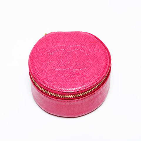 CHANEL No. 3 1994-1996 Caviar COCO Mark Pouch pink WS22038