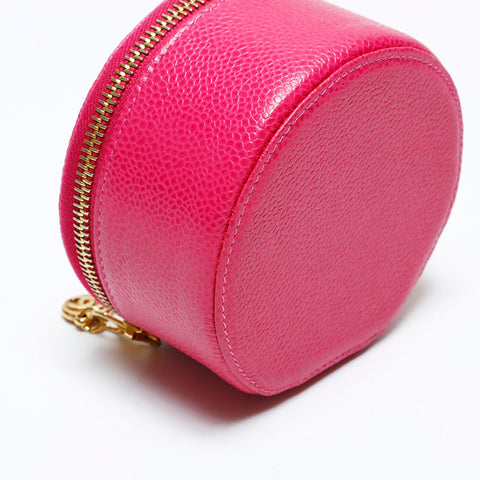 CHANEL No. 3 1994-1996 Caviar COCO Mark Pouch pink WS22038