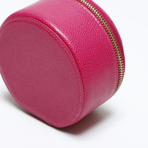 CHANEL No. 3 1994-1996 Caviar COCO Mark Pouch leather pink WS22038