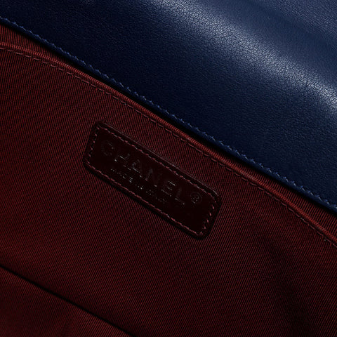 CHANEL No. 20 Velour Boy 2014-2015 Shoulder Bag Navy WS22039
