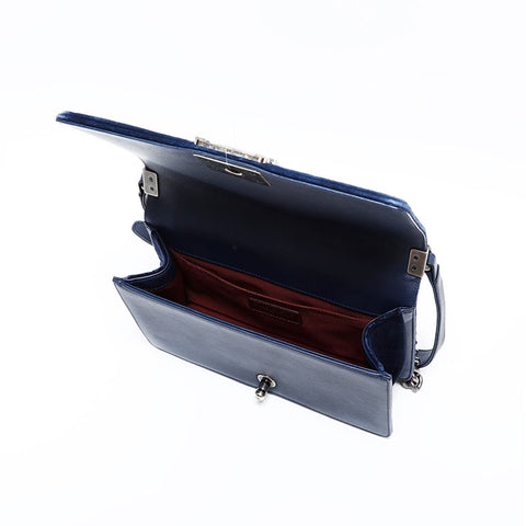 CHANEL No. 20 Velour Boy 2014-2015 Shoulder Bag Navy WS22039