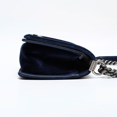 CHANEL No. 20 Velour Boy 2014-2015 Shoulder Bag Navy WS22039