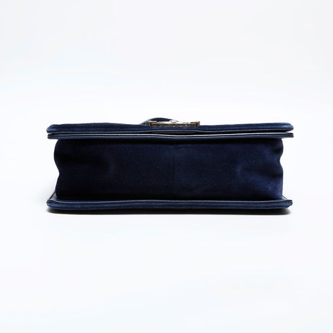CHANEL No. 20 Velour Boy 2014-2015 Shoulder Bag Navy WS22039