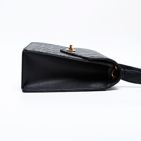 CHANEL 5th series 1997-1999 Caviar Kelly-style wild stitch top handle Handbag black WS22041