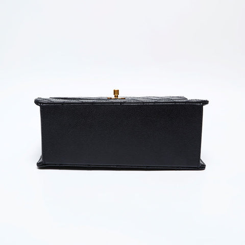 シャネル CHANEL 5番台 1997-1999 キャビア ケリー型 ワイルドステッチ トップハンドル ハンドバッグ ブラック WS22041