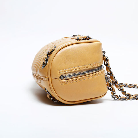 CHANEL No.8 2003-2004 Lambskin Chain Half Moon Shoulder Bag beige WS22042