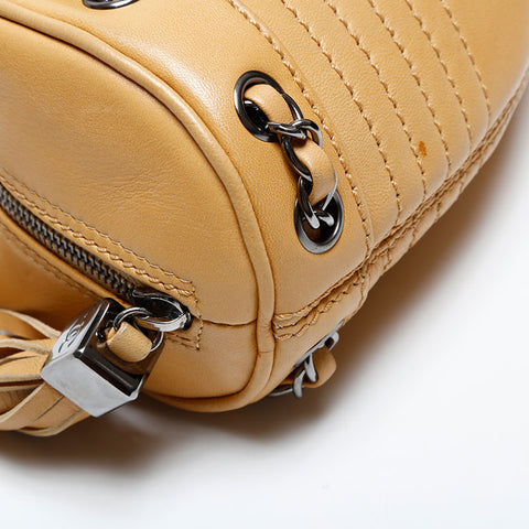 CHANEL No.8 2003-2004 Lambskin Chain Half Moon Shoulder Bag beige WS22042