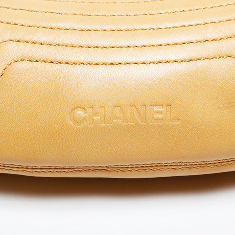 CHANEL No.8 2003-2004 Lambskin Chain Half Moon Shoulder Bag beige WS22042