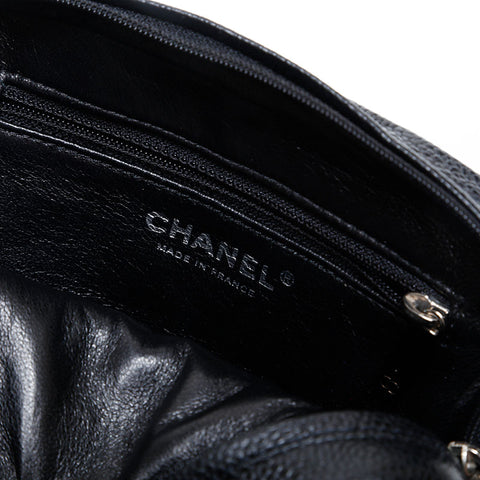 CHANEL 10 series 2005-2006 Caviar Chain Matelasse Shoulder Bag black WS22043