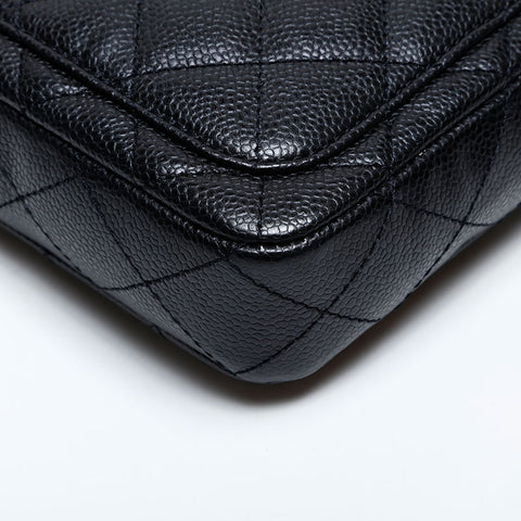 CHANEL 10 series 2005-2006 Caviar Chain Matelasse Shoulder Bag black WS22043