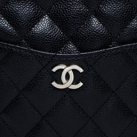 CHANEL 10 series 2005-2006 Caviar Chain Matelasse Shoulder Bag black WS22043