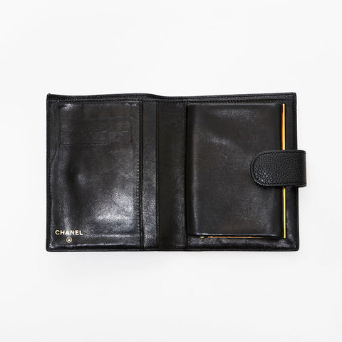 CHANEL Nr. 4 1996-1997 Caviar COCO Mark Bifold Wallet schwarz WS22047