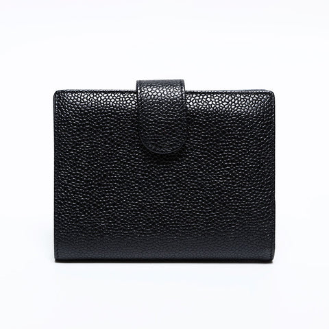 CHANEL No. 4 1996-1997 Caviar COCO Mark Bifold Wallet black WS22047