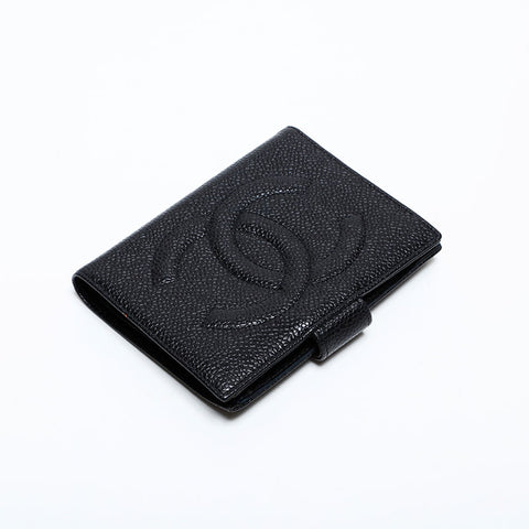 CHANEL Nr. 4 1996-1997 Caviar COCO Mark Bifold Wallet schwarz WS22047