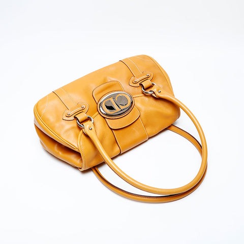 極美品 クリスチャンディオール Christian Dior レザー ロゴ プレート ショルダーバッグ ベージュ WS22052