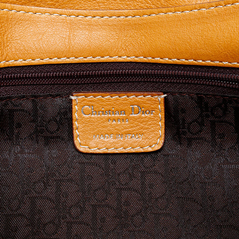 極美品 クリスチャンディオール Christian Dior レザー ロゴ プレート ショルダーバッグ ベージュ WS22052