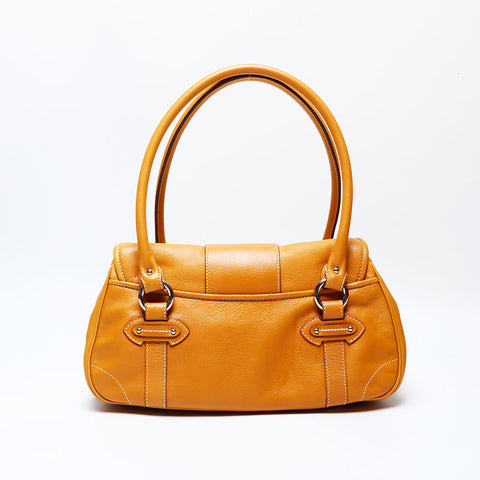 極美品 クリスチャンディオール Christian Dior レザー ロゴ プレート ショルダーバッグ ベージュ WS22052