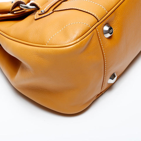 Christian Dior Leather logo plate Shoulder Bag beige WS22052