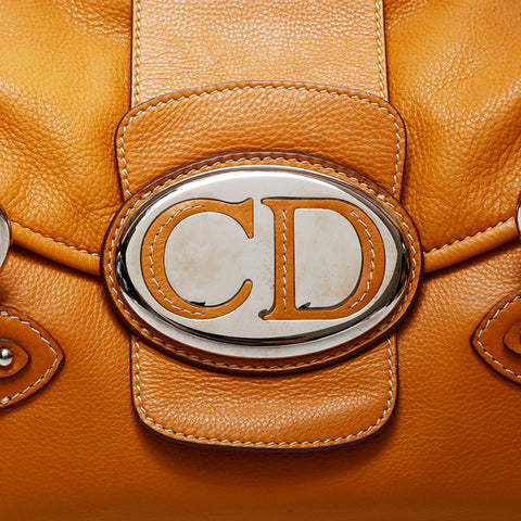 極美品 クリスチャンディオール Christian Dior レザー ロゴ プレート ショルダーバッグ ベージュ WS22052