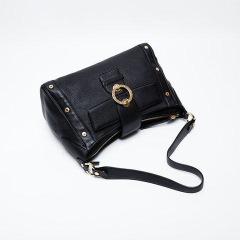 ブルガリ BVLGARI キャンバス ロゴ ワンショルダー ホーボー ショルダーバッグ ブラック WS22058