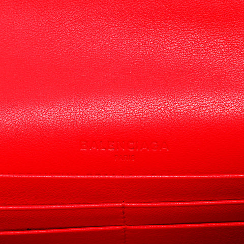 BALENCIAGA Leather Paper Long Handbag Red WS22059