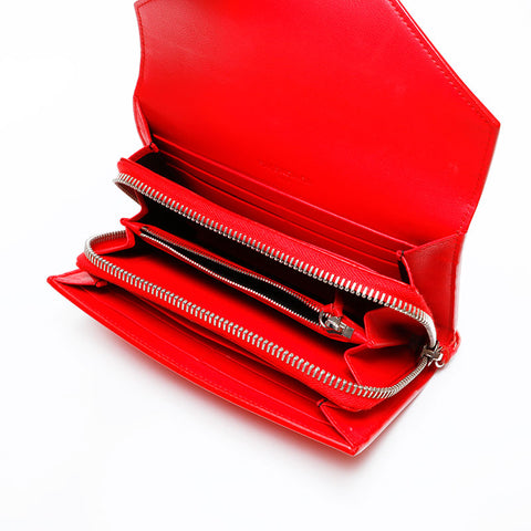 BALENCIAGA Leather Paper Long Handbag Red WS22059