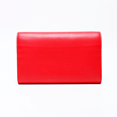 BALENCIAGA Leather Paper Long Handbag Red WS22059