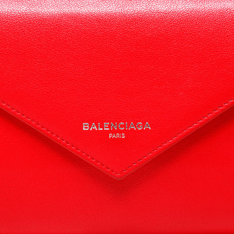 BALENCIAGA Leather Paper Long Handbag Red WS22059