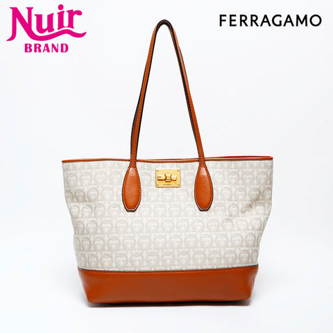 Salvatore Ferragamo Canvas Gancini Tote Bag beige WS22060