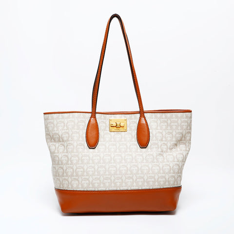 Salvatore Ferragamo Canvas Gancini Tote Bag beige WS22060