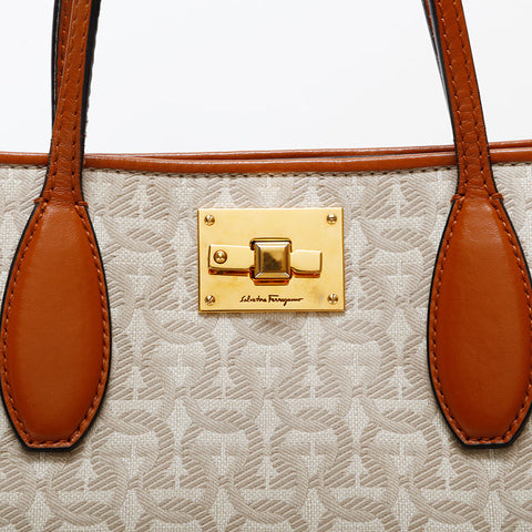Salvatore Ferragamo Canvas Gancini Tote Bag beige WS22060