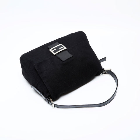 フェンディ FENDI ウール マンマバケット ショルダーバッグ ブラック WS22063