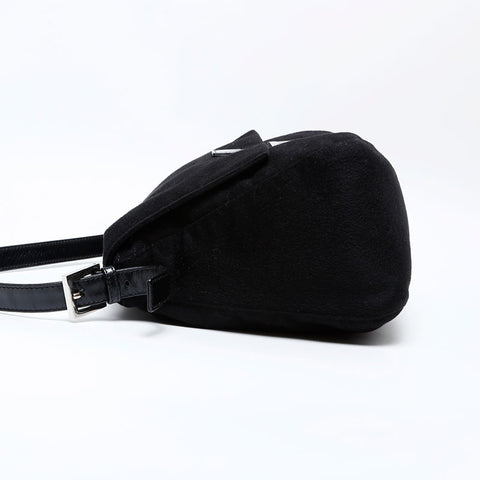 フェンディ FENDI ウール マンマバケット ショルダーバッグ ブラック WS22063