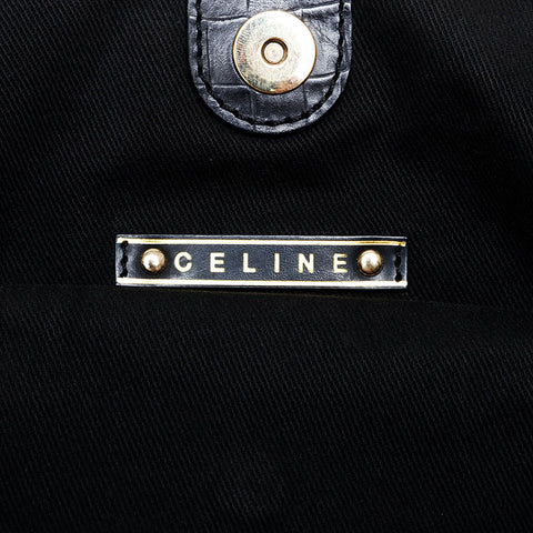 CELINE Horse-drawn carriage Metal C Macadam Bittersweet Handbag black WS22064