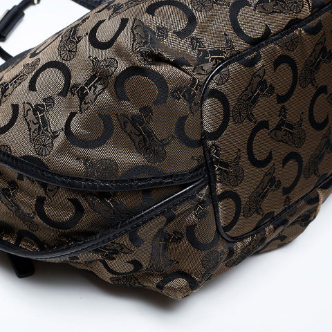 CELINE Horse-drawn carriage Metal C Macadam Bittersweet Handbag black WS22064