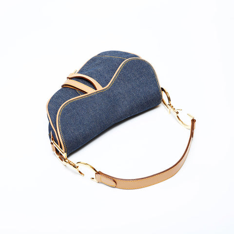 Christian Dior Denim saddle bag Shoulder Bag Navy WS22071