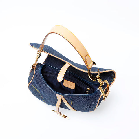 Christian Dior Denim saddle bag Shoulder Bag Navy WS22071