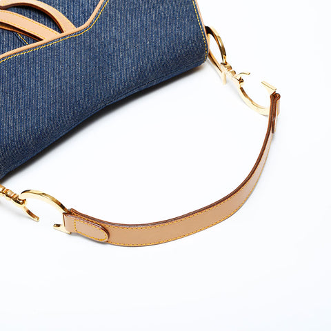 Christian Dior Denim saddle bag Shoulder Bag Navy WS22071