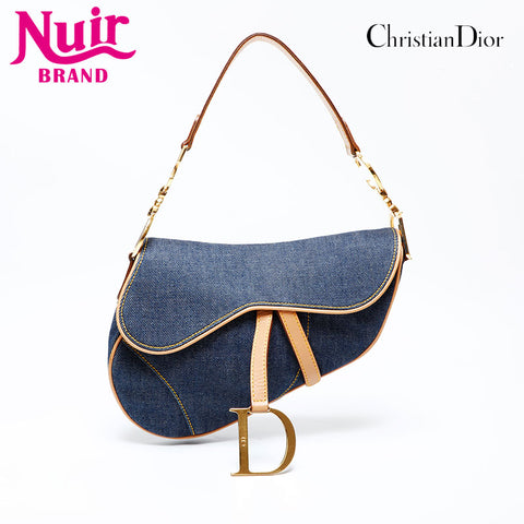 Christian Dior Denim saddle bag Shoulder Bag Navy WS22071