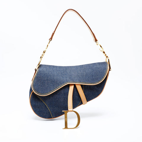 Christian Dior Denim saddle bag Shoulder Bag Navy WS22071