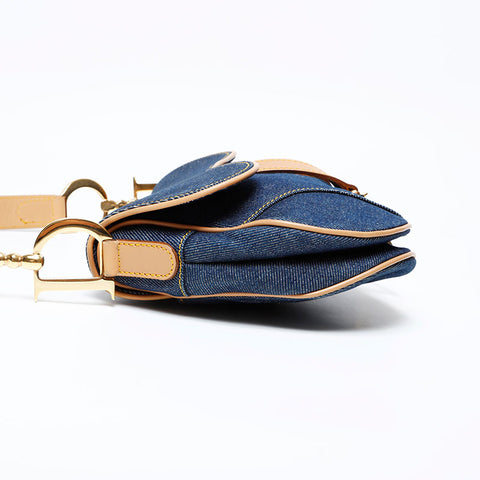 Christian Dior Denim saddle bag Shoulder Bag Navy WS22071