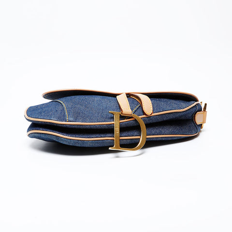 Christian Dior Denim saddle bag Shoulder Bag Navy WS22071