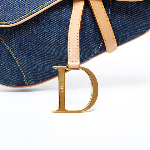Christian Dior Denim saddle bag Shoulder Bag Navy WS22071