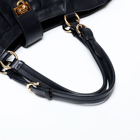 Salvatore Ferragamo Leather Gancini Tote Bag black WS22072