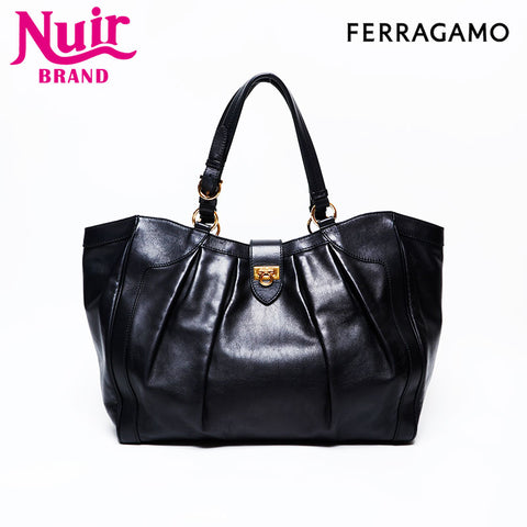 Salvatore Ferragamo Leather Gancini Tote Bag black WS22072