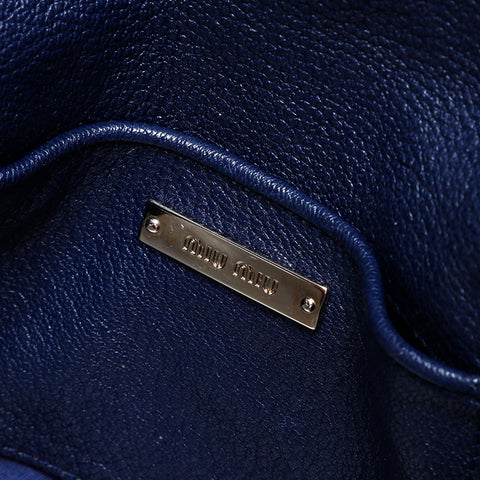 Miu Miu Denim Matelasse Crystal Mini Shoulder Bag Navy WS22073